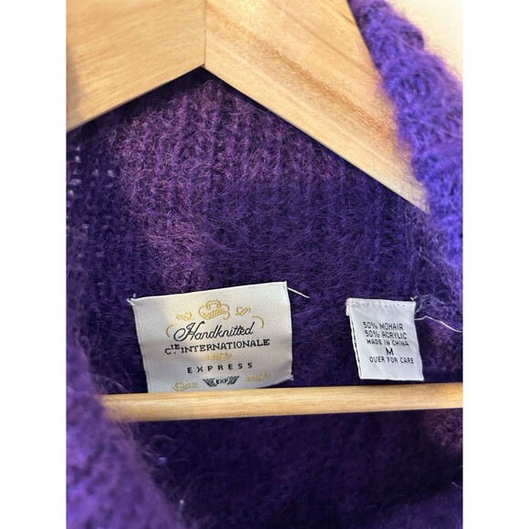 Hand knit International Express M Mohair Sweater Cable Knit Fisherman Pullover - Picture 2 of 3